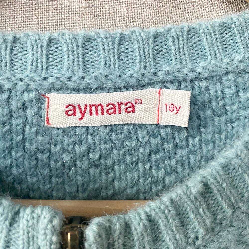 AYMARA Kids Cozycore Boutique Turquoise Alpaca Wool Sweater - Picture 9 of 9